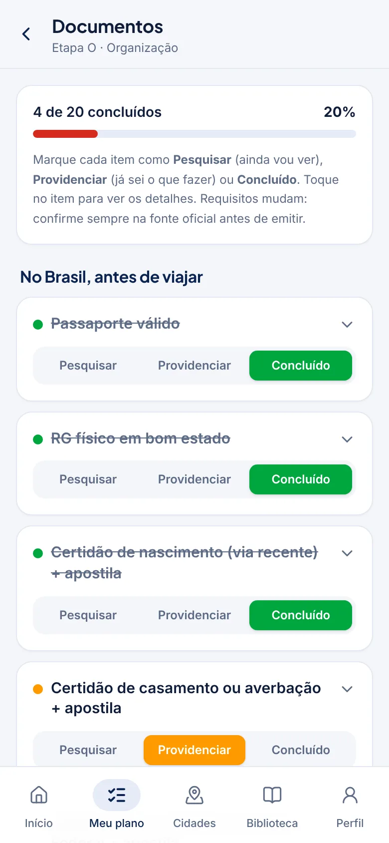App Rota Paraguai: Documentos